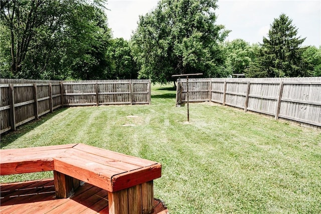 916 Wilson Rd, Troy, OH 45373 - fenced backyard featuring a wooden deck