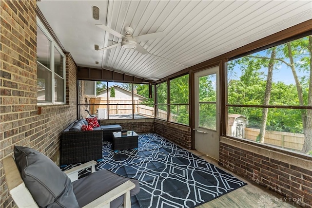 416 Bent Twig Dr, Vandalia, OH 45377 - sunroom with a ceiling fan and vaulted ceiling