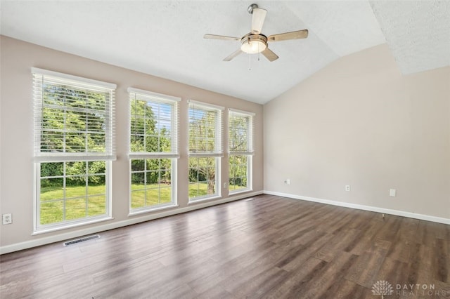 110 Easton Manor Dr, Monroe, OH 45050 - spare room featuring vaulted ceiling, dark wood-style flooring, and a ceiling fan
