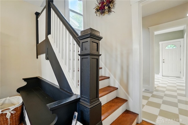 2344 Quatman Ave, Norwood, OH 45212 - stairs featuring tile patterned floors and healthy amount of natural light