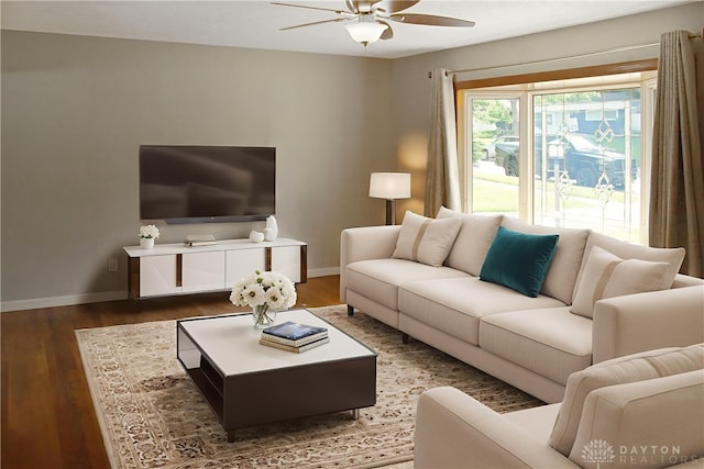 400 S Hayden Ave, Riverside, OH 45431 - living room featuring a ceiling fan and wood finished floors