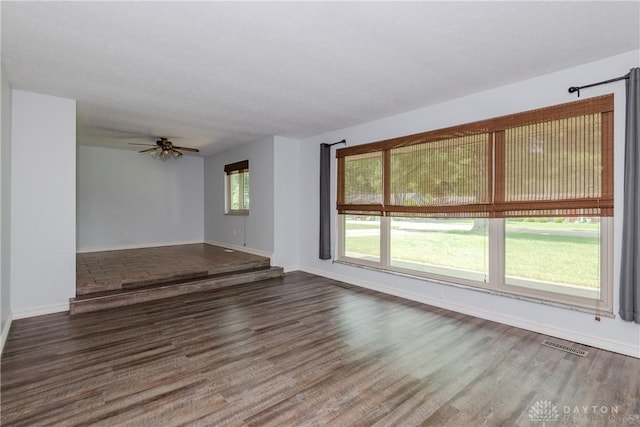 4155 Eckworth, Bellbrook, OH 45305 - unfurnished living room with wood finished floors and ceiling fan