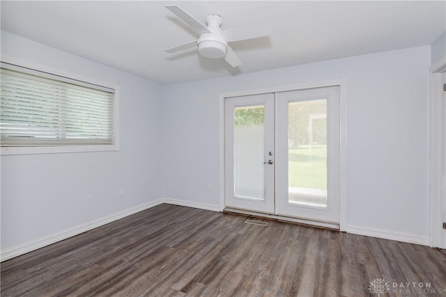 4155 Eckworth, Bellbrook, OH 45305 - spare room featuring french doors, wood finished floors, and a ceiling fan