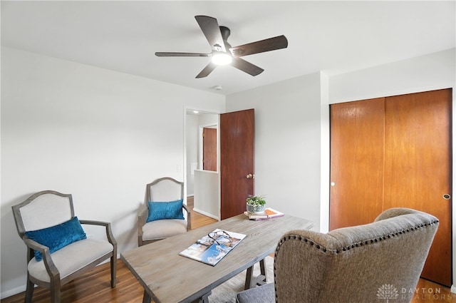 1023 Hilliard Dr, Delhi Twp, OH 45238 - living area featuring ceiling fan and wood finished floors