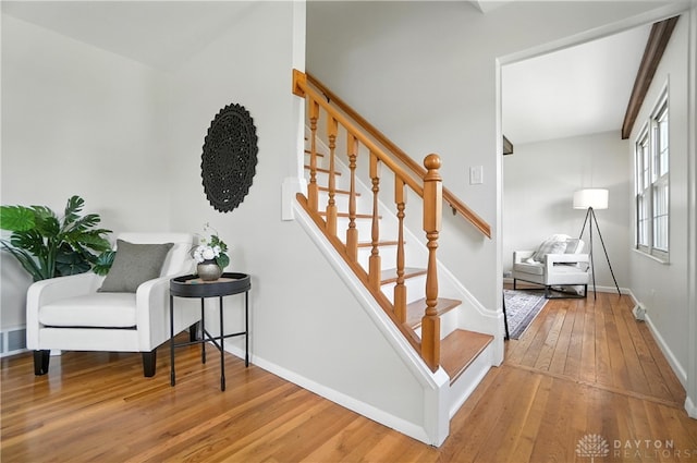 1023 Hilliard Dr, Delhi Twp, OH 45238 - staircase with hardwood / wood-style floors and baseboards