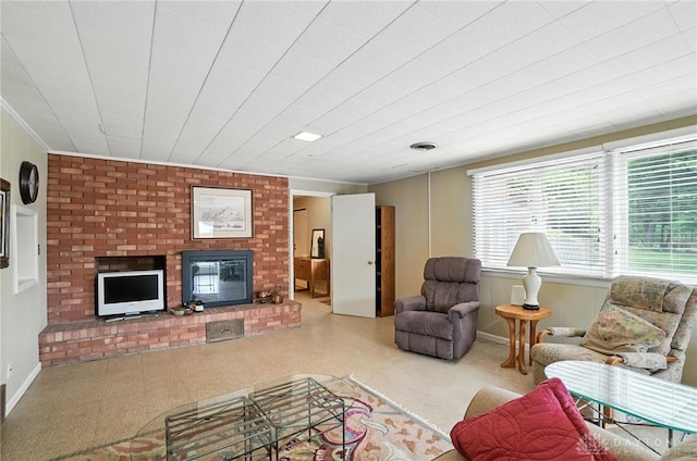1804 Schirm Dr, Middletown, OH 45042 - living area featuring a fireplace and crown molding