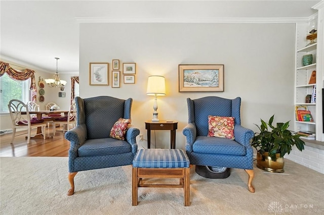 1804 Schirm Dr, Middletown, OH 45042 - living area featuring crown molding, a chandelier, and carpet floors