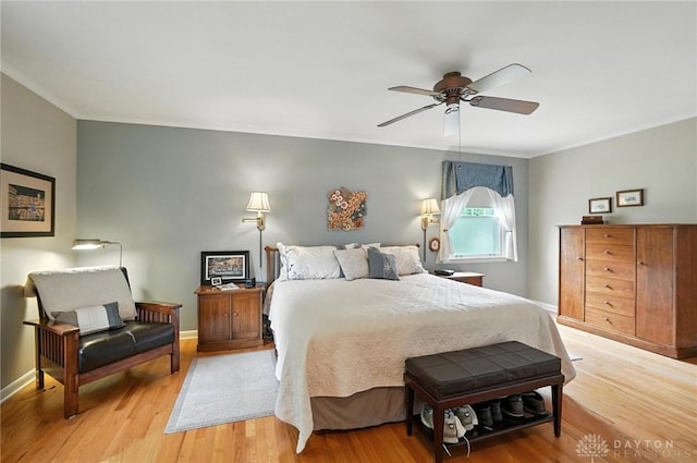 1804 Schirm Dr, Middletown, OH 45042 - bedroom featuring ornamental molding, light wood finished floors, and ceiling fan