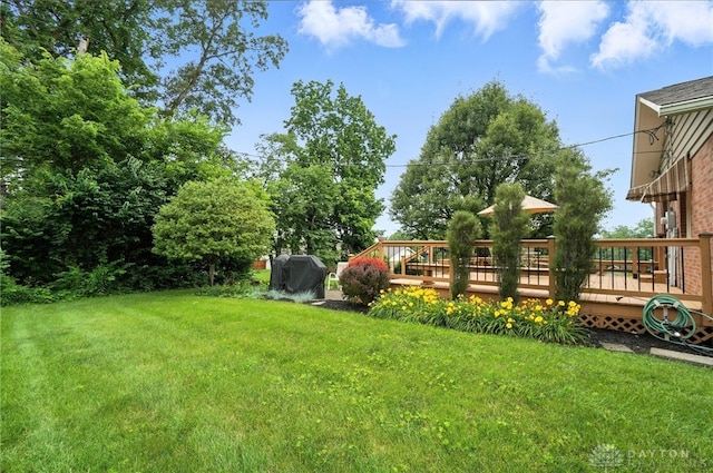1804 Schirm Dr, Middletown, OH 45042 - view of grassy yard featuring a deck