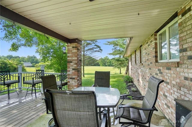 8425 Dillman Rd, Camden, OH 45311 - view of patio / terrace featuring outdoor dining area and a wooden deck