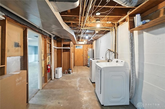 945 Oakland Dr, Beavercreek Twp, OH 45434 - unfinished basement with separate washer and dryer and water heater