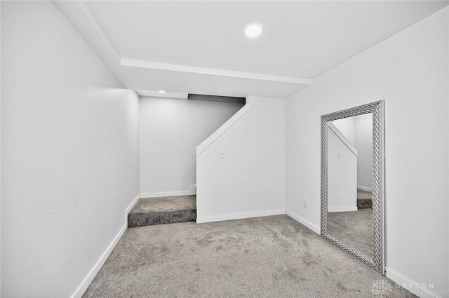 2858 Willow Ridge Dr, Colerain Twp, OH 45251 - basement featuring carpet, stairs, and recessed lighting