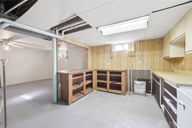 1513 Arrowhead Trl, Xenia, OH 45385 - below grade area with a workshop area and wooden walls