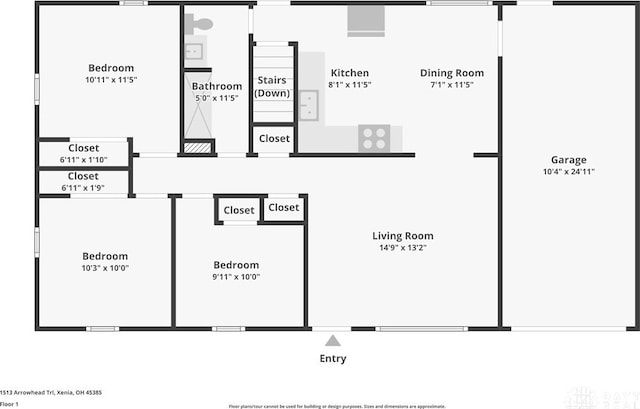 1513 Arrowhead Trl, Xenia, OH 45385 - view of property floor plan