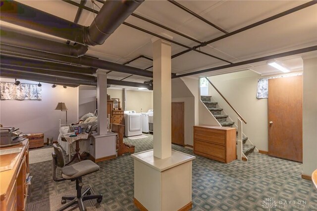 2817 Whittier Ave, Dayton, OH 45420 - finished basement featuring carpet floors, washer and dryer, and stairway