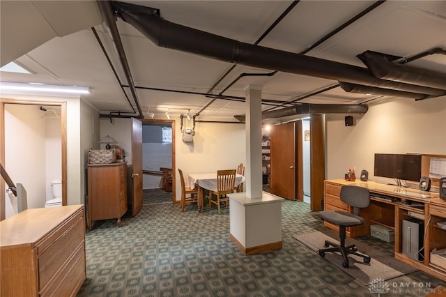 2817 Whittier Ave, Dayton, OH 45420 - finished below grade area with dark carpet and a desk