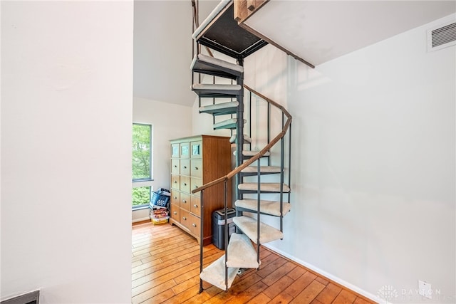 1839 Quail Hollow Rd, Washington Twp, OH 45459 - stairs with wood-type flooring and baseboards
