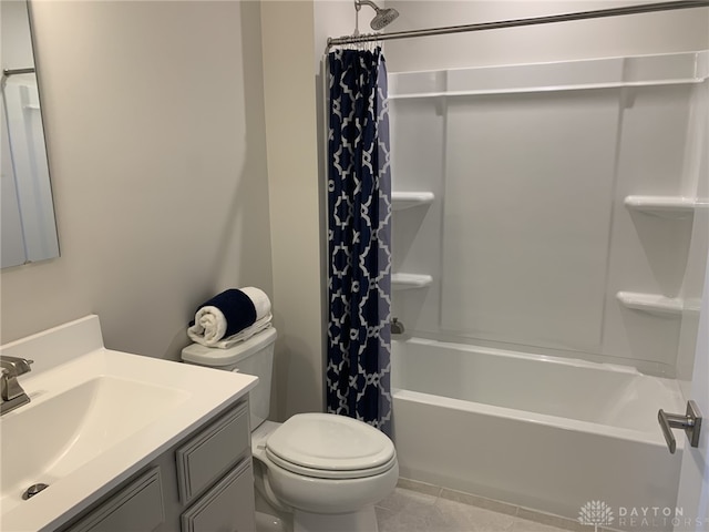 6655 Roycroft Dr, Middletown, OH 45042 - full bathroom with shower / bath combo, vanity, and tile patterned floors