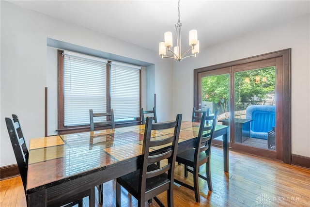 1525 Crescent Blvd, Kettering, OH 45409 - dining space with a chandelier and hardwood / wood-style flooring