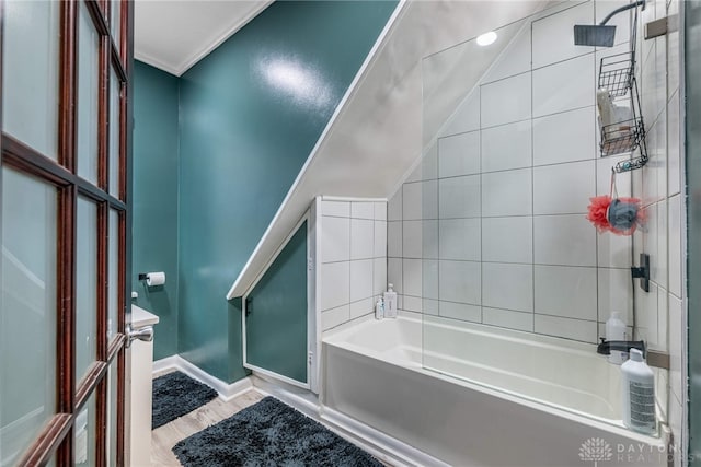 1525 Crescent Blvd, Kettering, OH 45409 - full bathroom with wood finished floors, bathing tub / shower combination, and crown molding