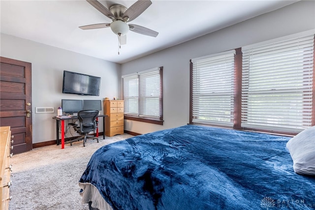 1525 Crescent Blvd, Kettering, OH 45409 - carpeted bedroom with a ceiling fan and an office area