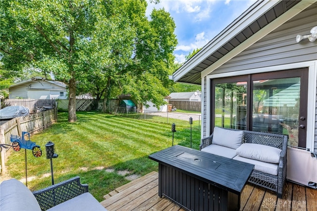 1525 Crescent Blvd, Kettering, OH 45409 - wooden terrace featuring a fenced backyard and an outdoor living space