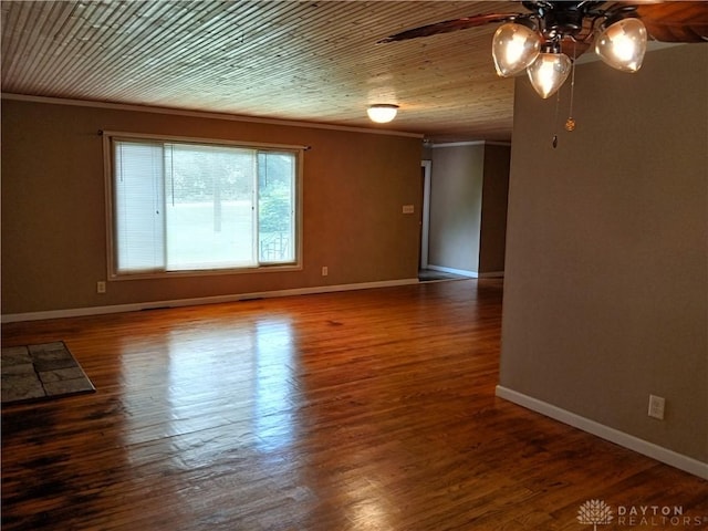 5757 S Dixie Hwy, Franklin, OH 45005 - spare room with ceiling fan, ornamental molding, and wood finished floors