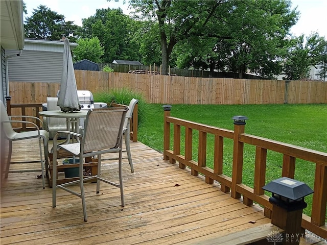 5757 S Dixie Hwy, Franklin, OH 45005 - wooden terrace featuring a fenced backyard and outdoor dining space