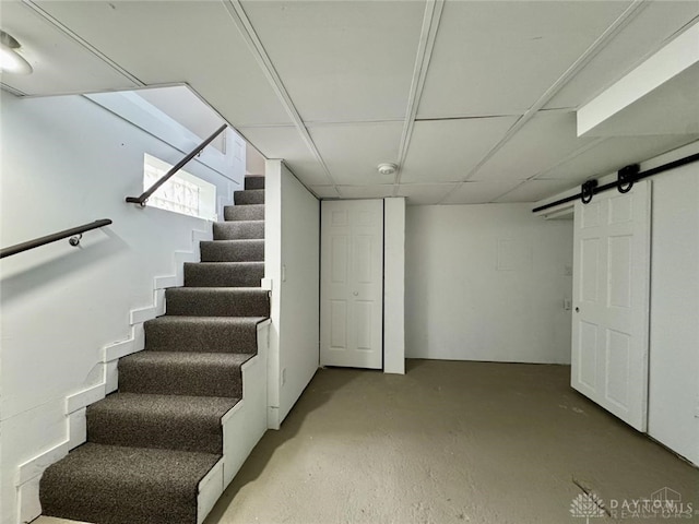 356 Old St Unit 122, Clearcreek Twp, OH 45036 - below grade area with stairway and a barn door
