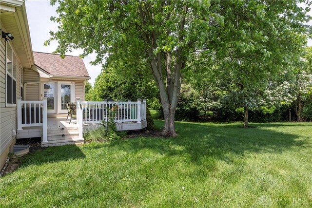 1210 Greystone Cir, Dayton, OH 45414 - view of grassy yard featuring a deck