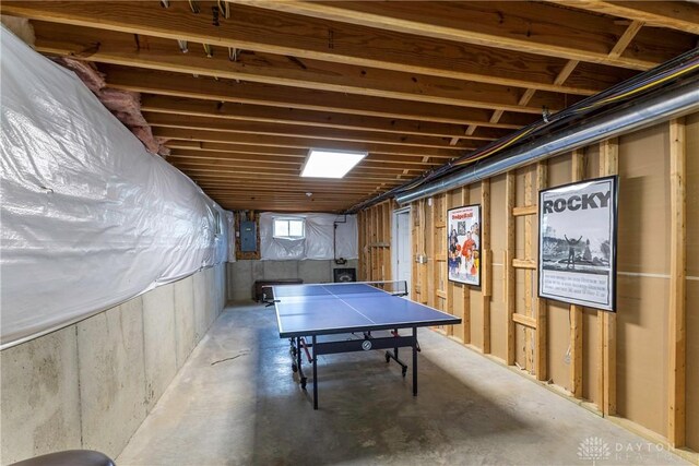 1210 Greystone Cir, Dayton, OH 45414 - recreation room featuring concrete floors and electric panel
