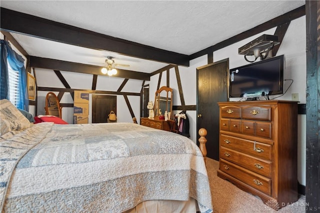 8760 State Route 380, Chester Twp, OH 45177 - bedroom with carpet flooring, a textured ceiling, and beam ceiling