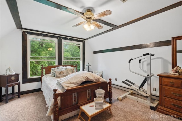 8760 State Route 380, Chester Twp, OH 45177 - bedroom with lofted ceiling, carpet, and a ceiling fan