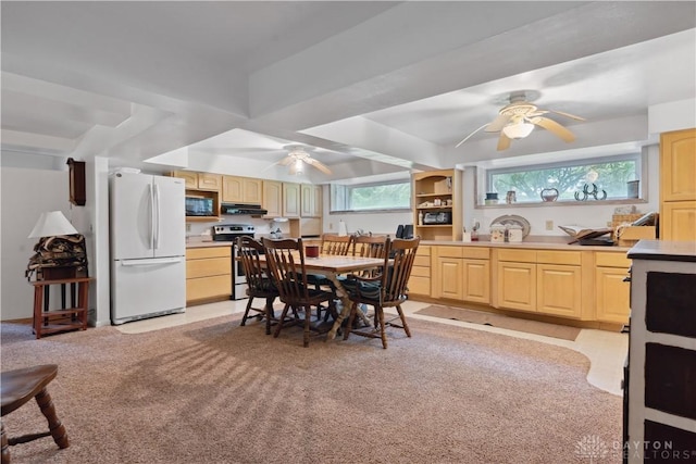 8760 State Route 380, Chester Twp, OH 45177 - dining area featuring a ceiling fan and light colored carpet
