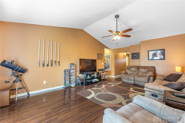 7502 Ned Ct, Franklin, OH 45005 - living area with a ceiling fan, wood finished floors, and vaulted ceiling