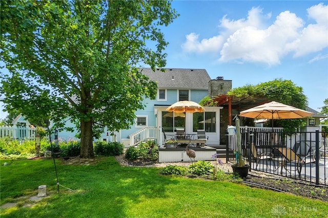 3244 N Shoemaker Rd, Lebanon, OH 45036 - rear view of property with a chimney and a patio area