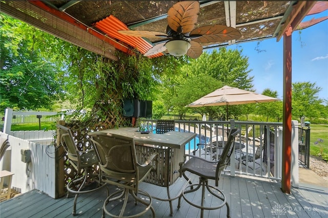 3244 N Shoemaker Rd, Lebanon, OH 45036 - wooden terrace with a ceiling fan