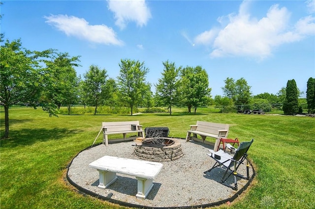 3244 N Shoemaker Rd, Lebanon, OH 45036 - view of community featuring a fire pit and a lawn