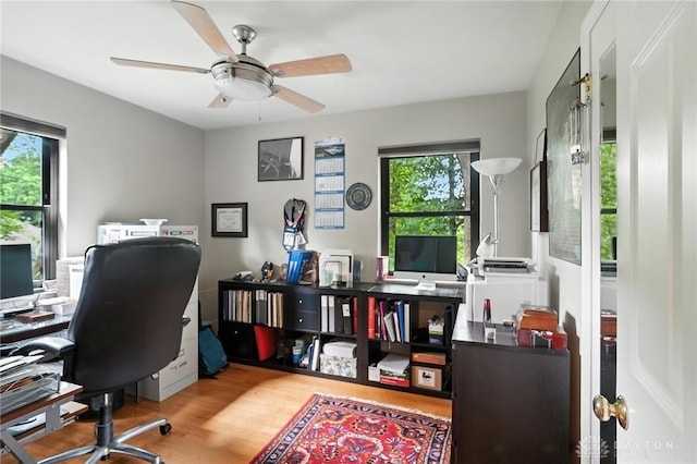 1314 Red Bud Trl, Dayton, OH 45409 - office space featuring healthy amount of natural light, wood finished floors, and a ceiling fan