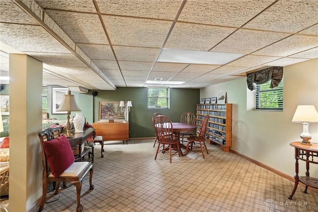 1314 Red Bud Trl, Dayton, OH 45409 - dining space with carpet flooring and a paneled ceiling