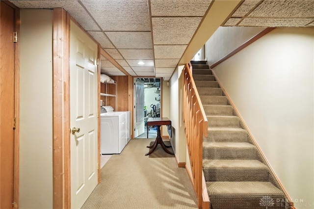 1314 Red Bud Trl, Dayton, OH 45409 - staircase with separate washer and dryer, carpet floors, and recessed lighting