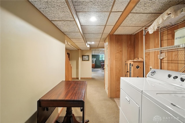 1314 Red Bud Trl, Dayton, OH 45409 - washroom with light carpet, independent washer and dryer, and recessed lighting