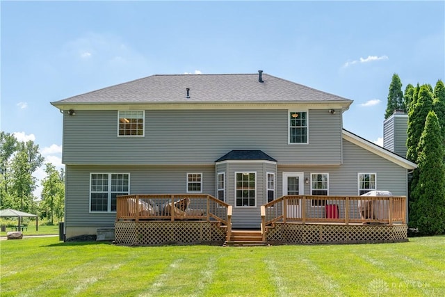 2384 Flyway Ct, Beavercreek, OH 45431 - back of property with a yard, a deck, and a gazebo