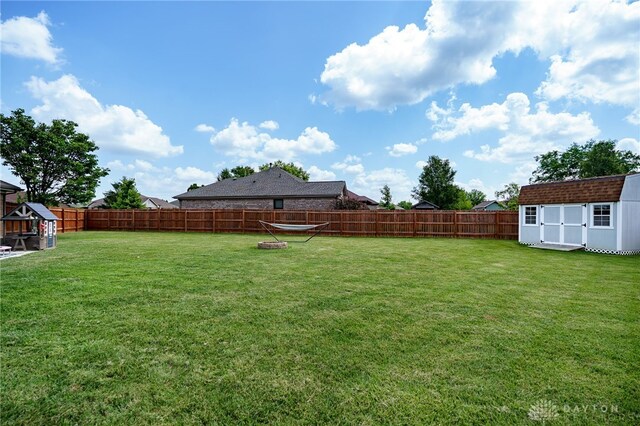 6426 Anvil Dr, Waynesville, OH 45068 - fenced backyard with a shed