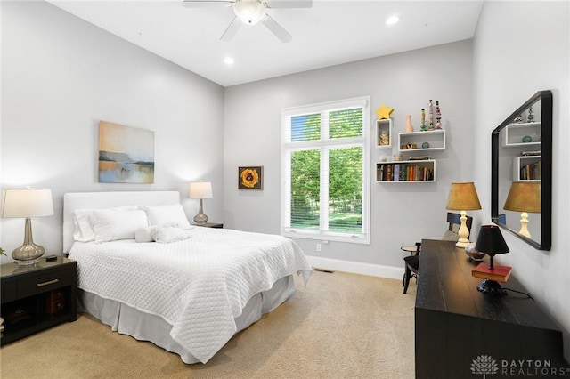 7921 Locust Grove Ct, Springboro, OH 45066 - bedroom featuring carpet flooring, recessed lighting, and a ceiling fan