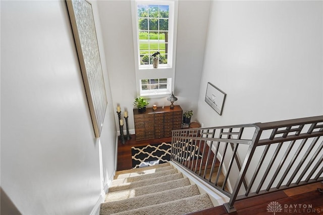 7921 Locust Grove Ct, Springboro, OH 45066 - stairway featuring wood finished floors and baseboards