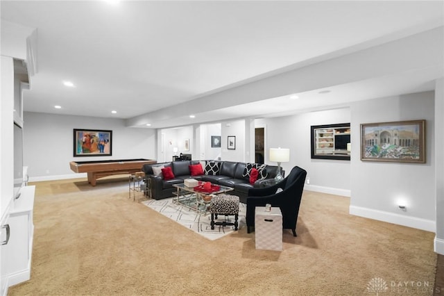 7921 Locust Grove Ct, Springboro, OH 45066 - living area featuring light carpet, recessed lighting, and pool table