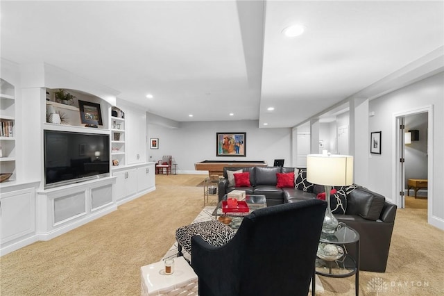 7921 Locust Grove Ct, Springboro, OH 45066 - living room with light colored carpet and recessed lighting