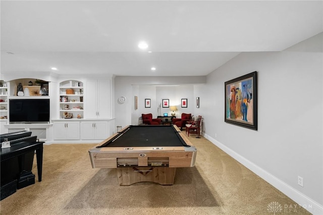 7921 Locust Grove Ct, Springboro, OH 45066 - game room with billiards, light colored carpet, and recessed lighting