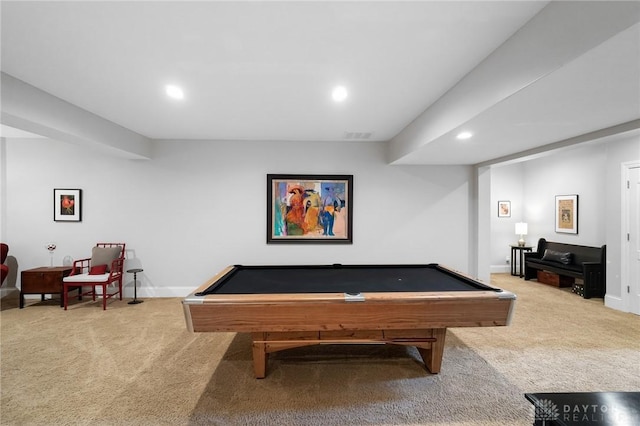 7921 Locust Grove Ct, Springboro, OH 45066 - game room with carpet floors, billiards, and recessed lighting